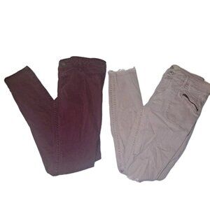 Hollister Womens Size 1  Burgandy Dress Pants 25x31 And Size 1 Pink Jeans 25x29